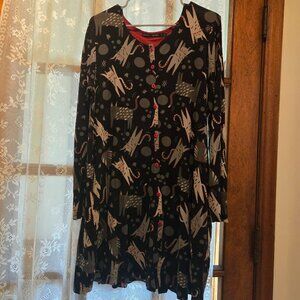 SOLD Gudrun Sjoden Vintage Cat Dress. Black. EUC. Large. $70